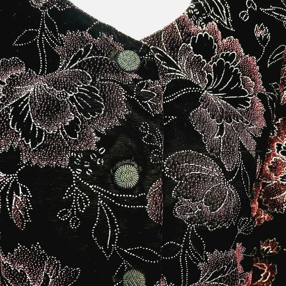Norton McNaughton Womens Velvet Floral Metallic Vintage Blazer Jacket Blk. Sz 14 - Picture 3 of 7